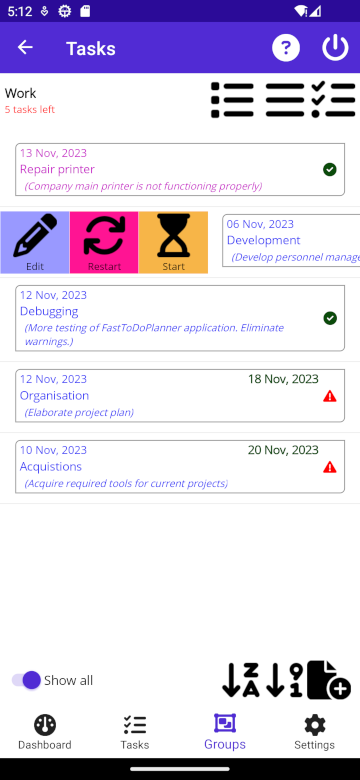 Tasks operations 1