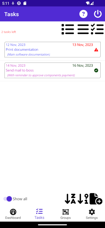 Tasks